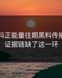 刚刚黑料正能量往期黑料传播很猛但证据链缺了这一环