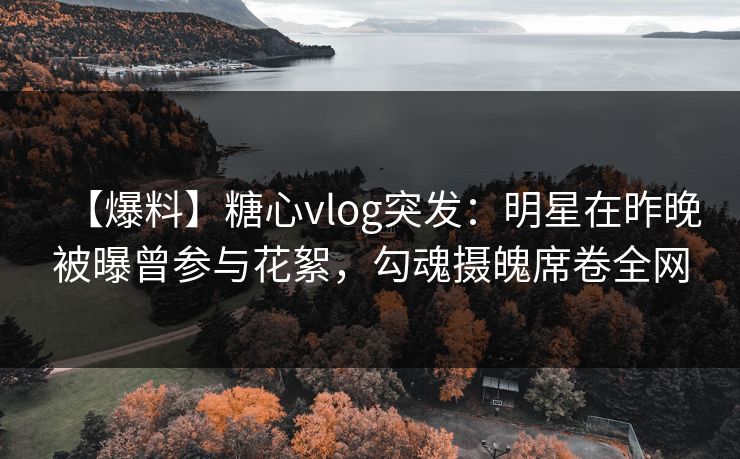 【爆料】糖心vlog突发：明星在昨晚被曝曾参与花絮，勾魂摄魄席卷全网