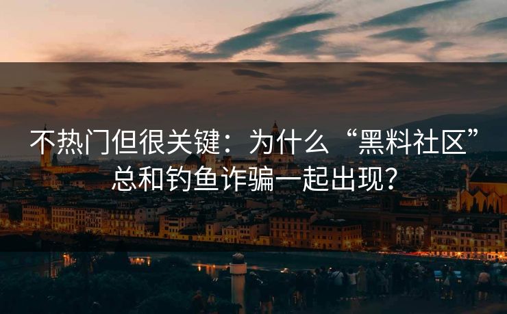 不热门但很关键：为什么“黑料社区”总和钓鱼诈骗一起出现？