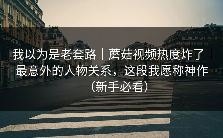 我以为是老套路｜蘑菇视频热度炸了｜最意外的人物关系，这段我愿称神作（新手必看）