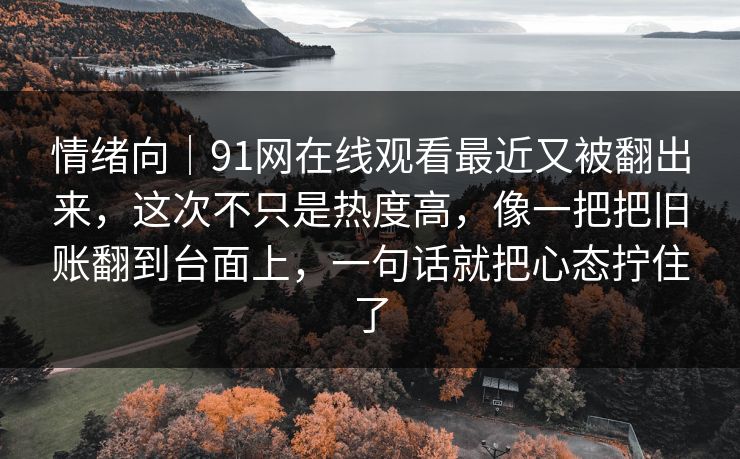 情绪向|91网在线观看最近又被翻出来,这次不只是热度高,像一把把旧账翻到台面上,一句话就把心态拧住了 情绪向|91网在线观看最近又被翻出来,这次不只是热度高,像一把把旧账翻到台面上,一句话就把心态拧住了